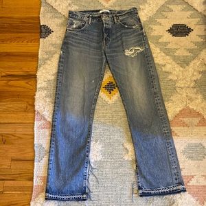 Moussy Vintage straight leg slit hem jeans